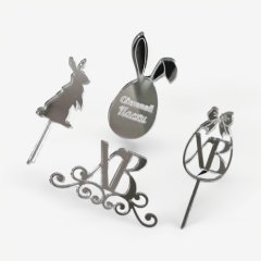 Набор топперов декоративных акриловых "Пасхальный набор" Серебро 4 шт 