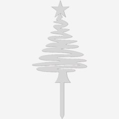 Топпер декоративный акриловый "Ёлка" Серебро 9х20 см ТСК399