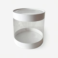 Коробка для торта с окном тубус белая 16х16 см 
