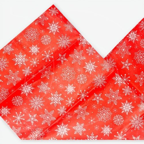 Бумага упаковочная Тишью "Снежинки" Красная 5 шт БТ-26