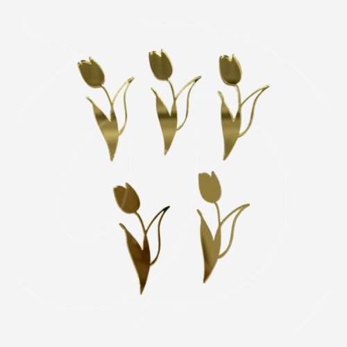 Набор топперов декоративных акриловых "Тюльпаны" Золото 4х2 см 