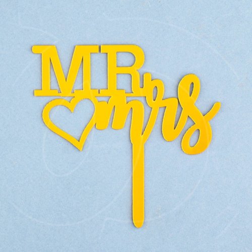 Топпер декоративный акриловый "Mr&Mrs" Золото 7003934