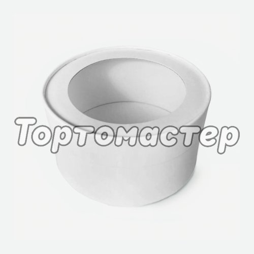 Коробка для сладостей с окном круглая белая 20х8 см 