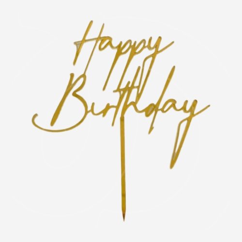 Топпер декоративный акриловый "Happy Birthday" Золото 