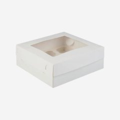 Коробка на 9 капкейков с окном белая 25х25х10 см КУ-097,00059
