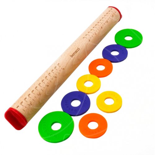 Скалка деревянная с регулировкой толщины теста 35 см 