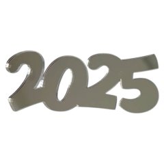 Топпер декоративный акриловый "2025" Серебро 8х3 см ТСК173