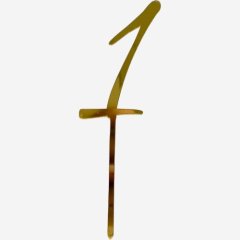 Топпер декоративный акриловый "Цифра 1 курсив" Золото 