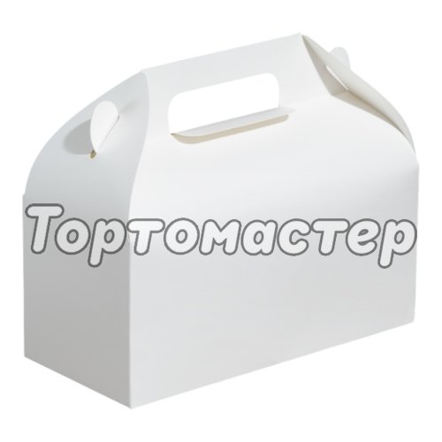 Коробка для сладостей белая с ручками 26х12х12 см 