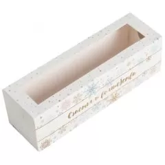 Коробка для макарон с окном "Новогодние пожелания" 18х5,5х5,5 см 4342599